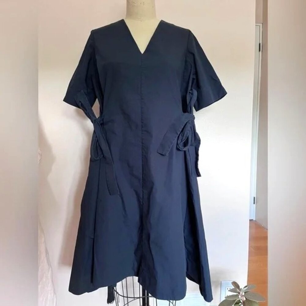 COS 100% Cotton Navy Dress with Tie Detail sz. 4